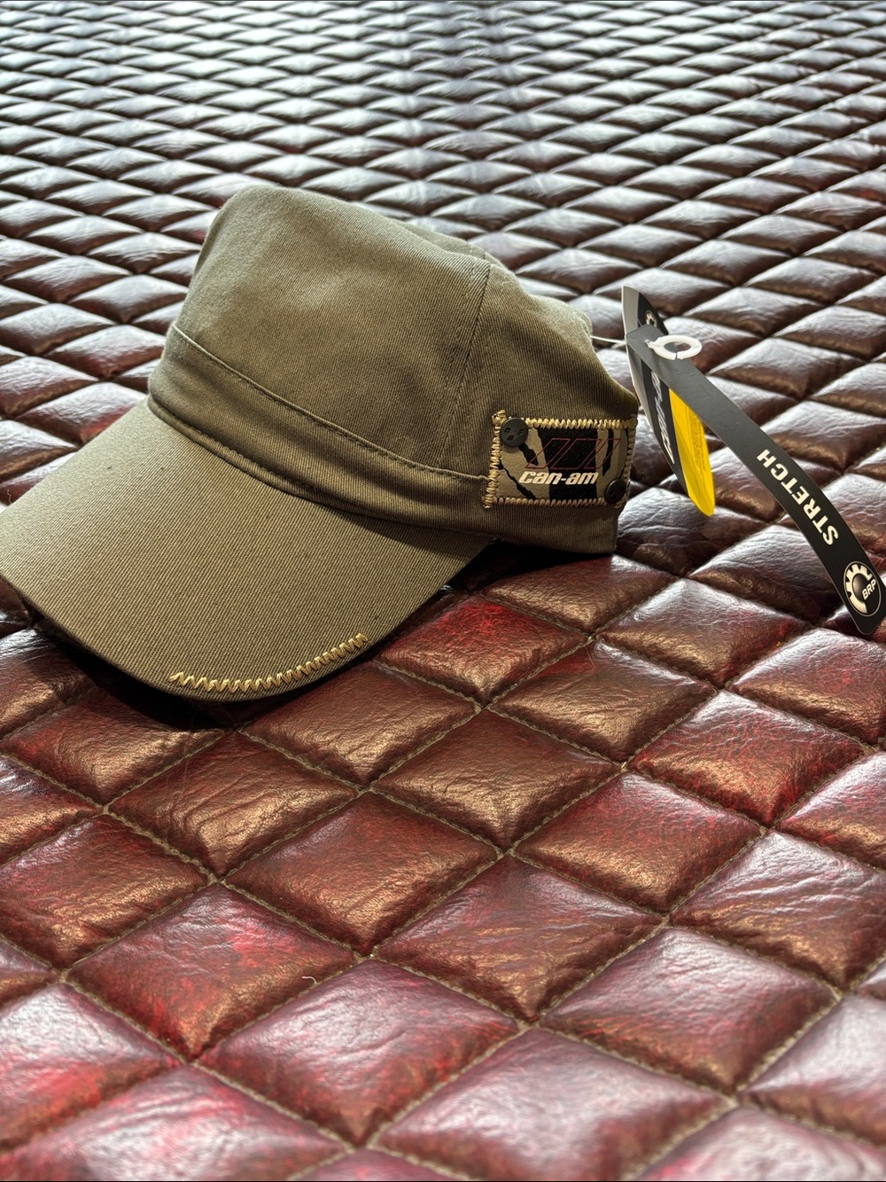 Canam Jane Olive and khaki tie back hat with Branded Patch
